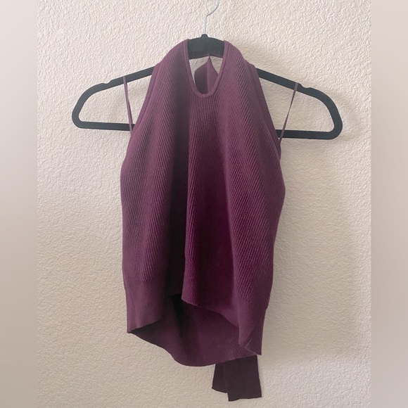 Banana Republic Factory Tops - Halter Neck Keyhole Ribbed Sweater in Pinot Noir Purple